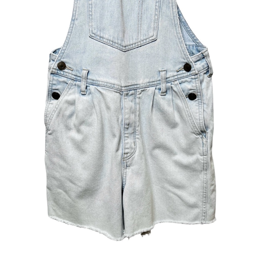 American Eagle Light Wash Mom Denim Shortalls Cutoff Overalls Sz 2 - Picture 7 of 11